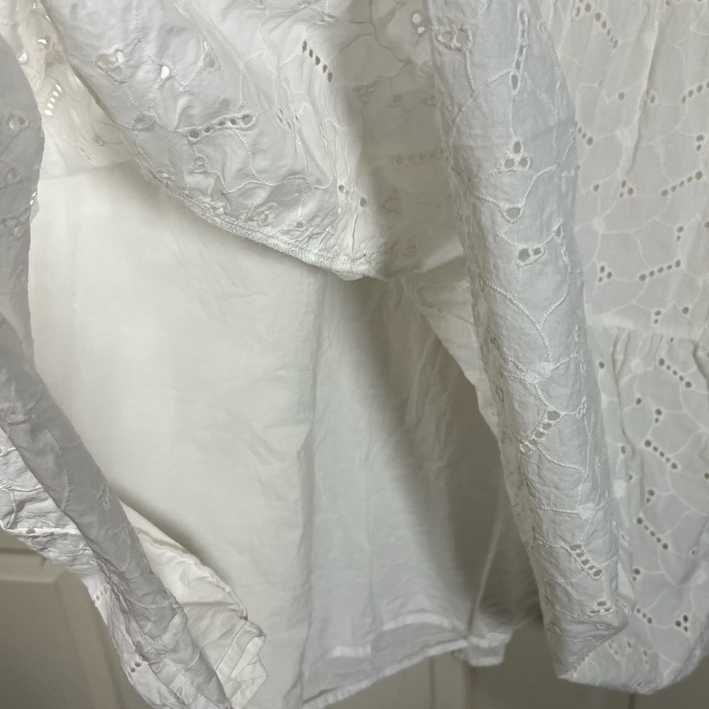 Rails Layla White Eyelet Dress Tiered Boho Mini Cotton Small - Picture 7 of 10